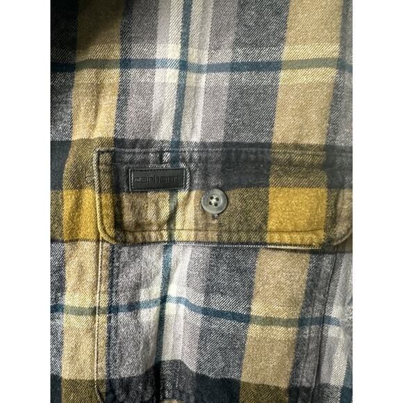 Carhartt Heavyweight Flannel Shirt Men's M Button Plaid Shirt Cotton LS A2 - Picture 2 of 7